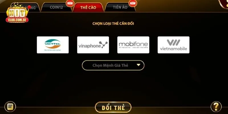 Rút tiền HITCLUB qua thẻ cào